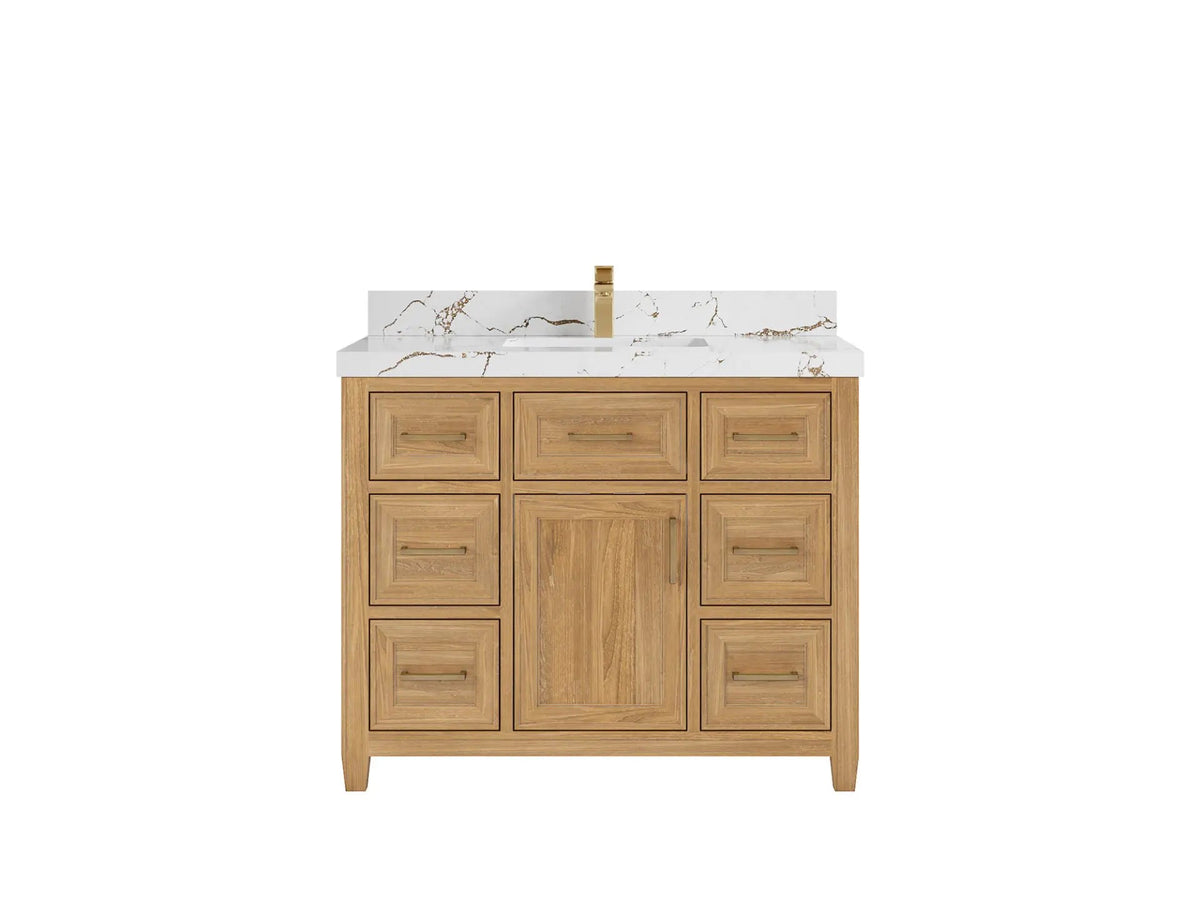 Santa Monica Teak Wood 42 in. W x 22 in. D Single Sink Bathroom Vanity