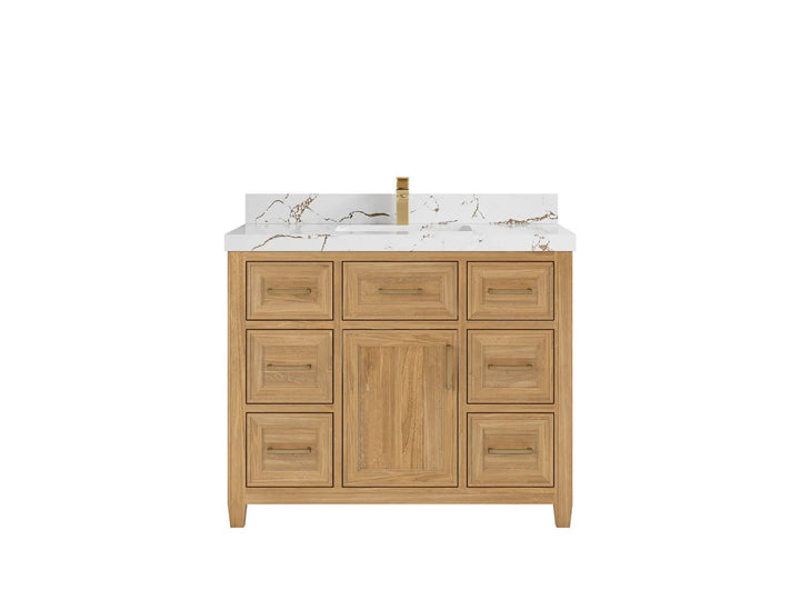 Santa Monica Teak Wood 42 in. W x 22 in. D Single Sink Bathroom Vanity - photo 10