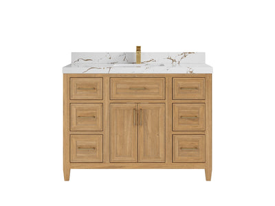 Santa Monica Teak Wood 48 in. W x 22 in. D Single Sink Bathroom Vanity