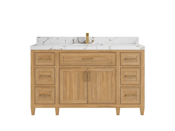 Santa Monica Teak Wood 60 in. W x 22 in. D Single Sink Bathroom Vanity - photo 10