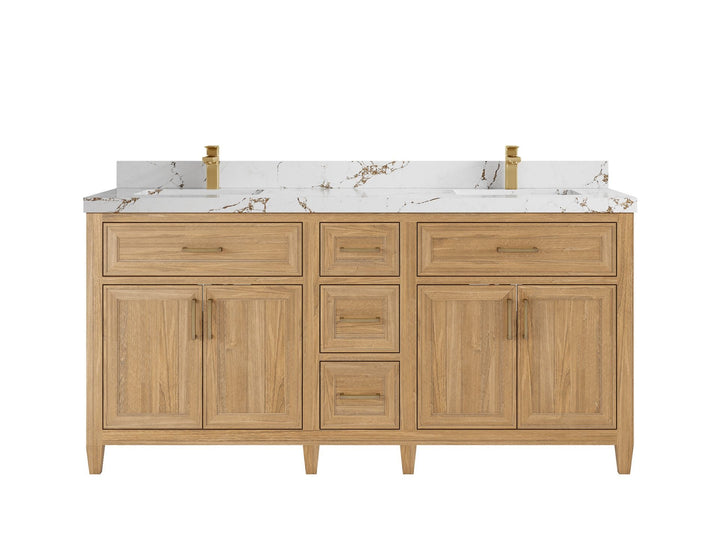 Santa Monica Teak Wood 72 in. W x 22 in. D Double Sink Bathroom Vanity - photo 10