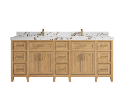 Santa Monica Teak Wood 84 in. W x 22 in. D Double Sink Bathroom Vanity