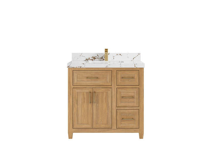 Santa Monica Teak Wood 36 in. W x 22 in. D Single Sink Bathroom Vanity - photo 10