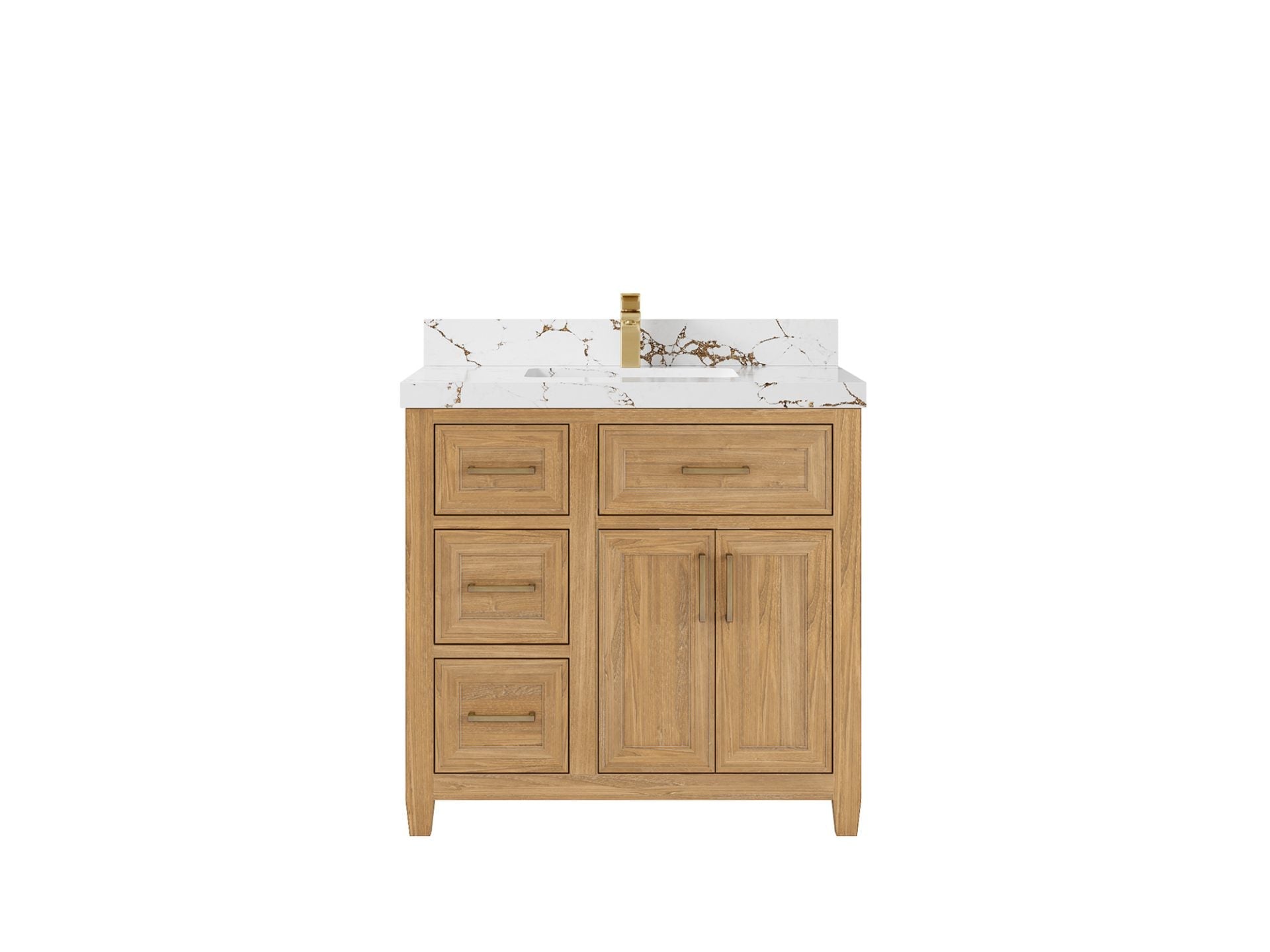 Santa Monica Teak Wood 36 in. W x 22 in. D Center Sink Bathroom Vanity