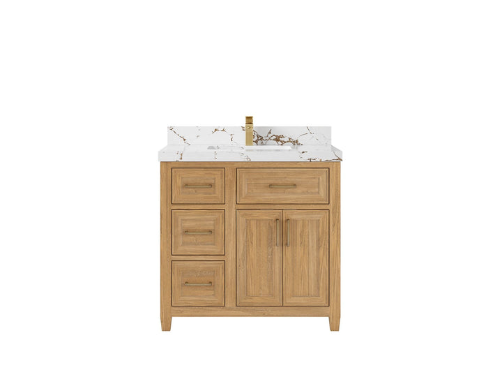 Santa Monica Teak Wood 36 in. W x 22 in. D Center Sink Bathroom Vanity - photo 10