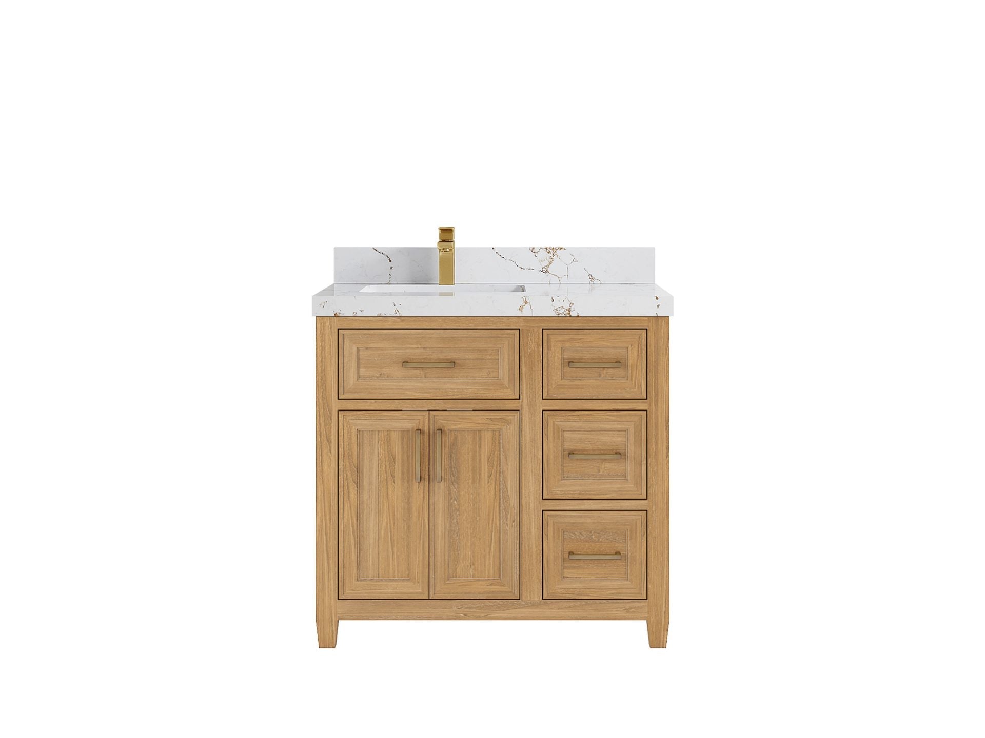 Santa Monica Teak Wood 36 in. W x 22 in. D Left Offset Sink Bathroom Vanity