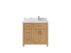 Santa Monica Teak Wood 36 in. W x 22 in. D Right Offset Sink Bathroom Vanity - photo 11