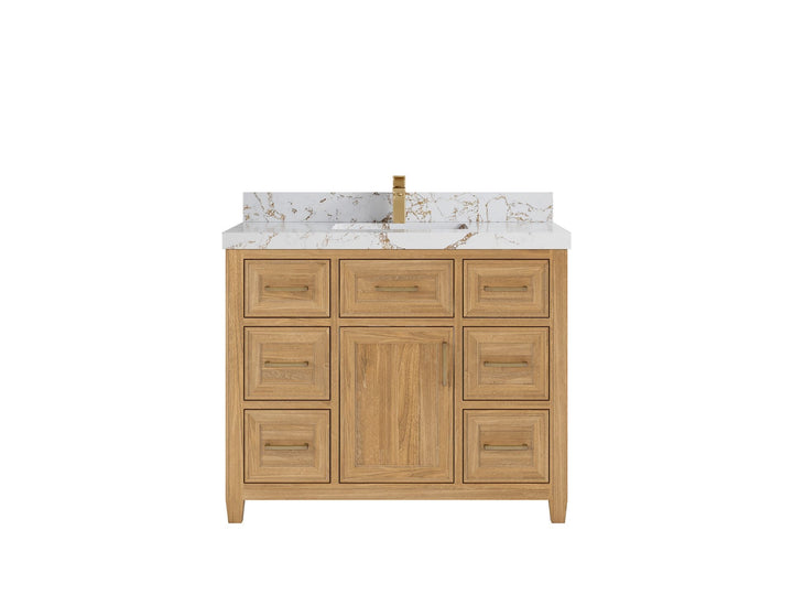 Santa Monica Teak Wood 42 in. W x 22 in. D Single Sink Bathroom Vanity - photo 11
