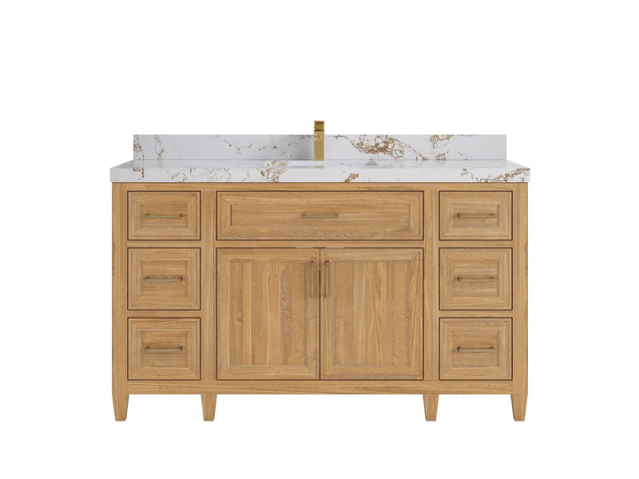 Santa Monica Teak Wood 60 in. W x 22 in. D Single Sink Bathroom Vanity - photo 11
