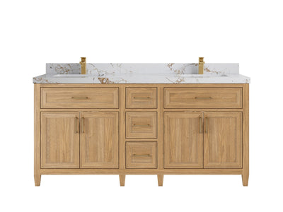 Santa Monica Teak Wood 72 in. W x 22 in. D Double Sink Bathroom Vanity