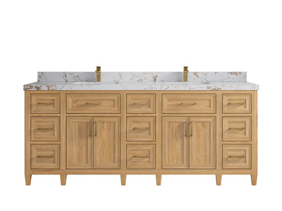 Santa Monica Teak Wood 84 in. W x 22 in. D Double Sink Bathroom Vanity