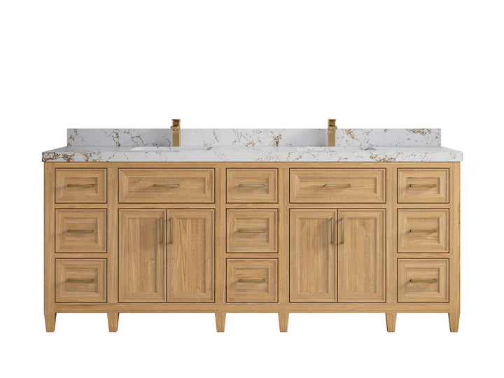 Santa Monica Teak Wood 84 in. W x 22 in. D Double Sink Bathroom Vanity - photo 11