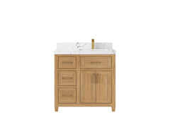 Santa Monica Teak Wood 36 in. W x 22 in. D Right Offset Sink Bathroom Vanity - photo 12