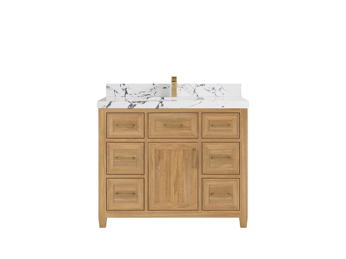 Santa Monica Teak Wood 42 in. W x 22 in. D Single Sink Bathroom Vanity