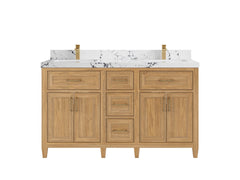 Santa Monica Teak Wood 60 in. W x 22 in. D Double Sink Bathroom Vanity - photo 12