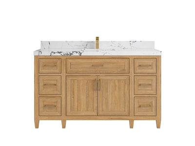 Santa Monica Teak Wood 60 in. W x 22 in. D Single Sink Bathroom Vanity