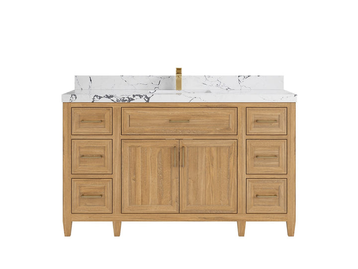 Santa Monica Teak Wood 60 in. W x 22 in. D Single Sink Bathroom Vanity - photo 12