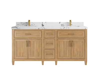 Santa Monica Teak Wood 72 in. W x 22 in. D Double Sink Bathroom Vanity