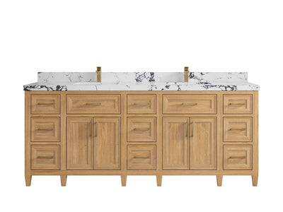 Santa Monica Teak Wood 84 in. W x 22 in. D Double Sink Bathroom Vanity