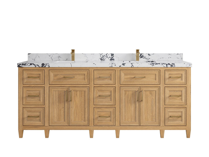 Santa Monica Teak Wood 84 in. W x 22 in. D Double Sink Bathroom Vanity - photo 12
