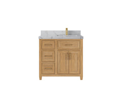 Santa Monica Teak Wood 36 in. W x 22 in. D Right Offset Sink Bathroom Vanity - photo 16