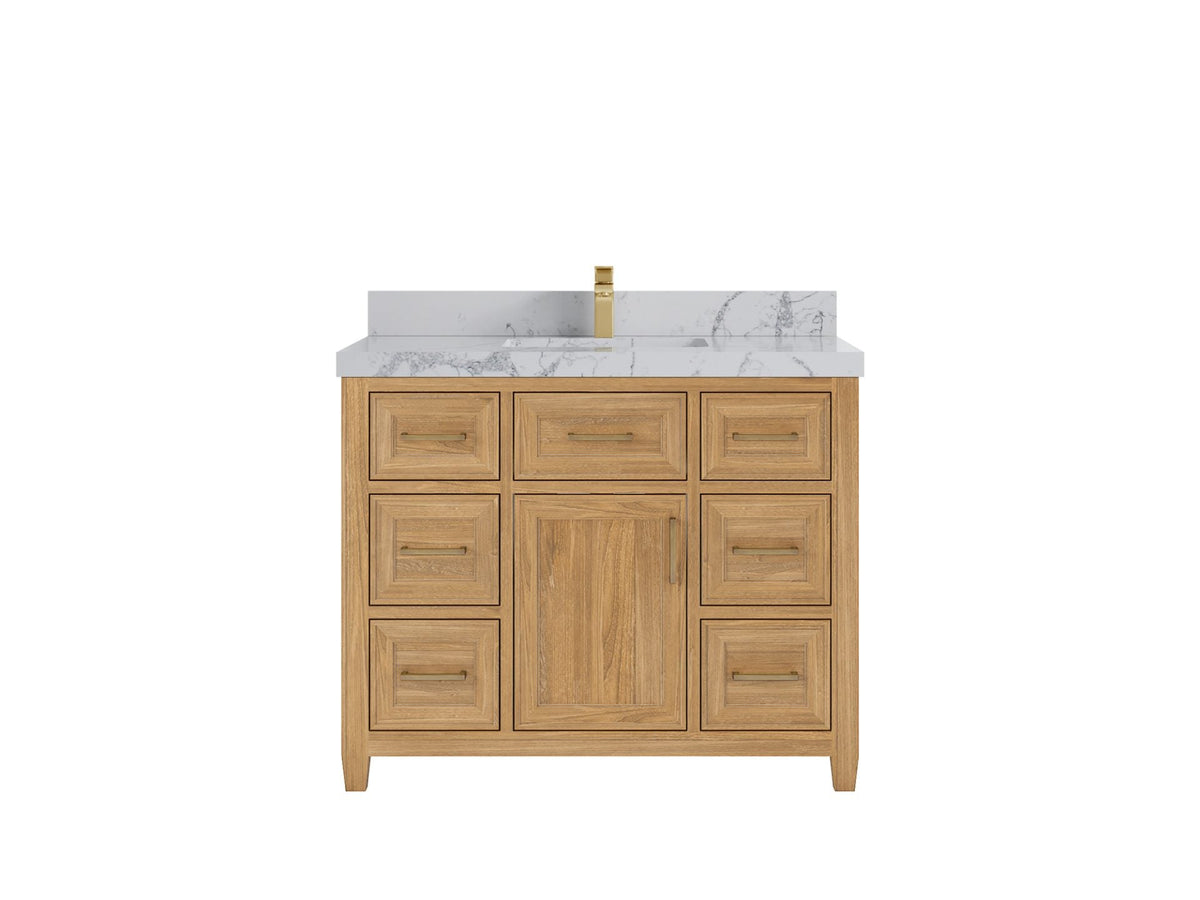 Santa Monica Teak Wood 42 in. W x 22 in. D Single Sink Bathroom Vanity