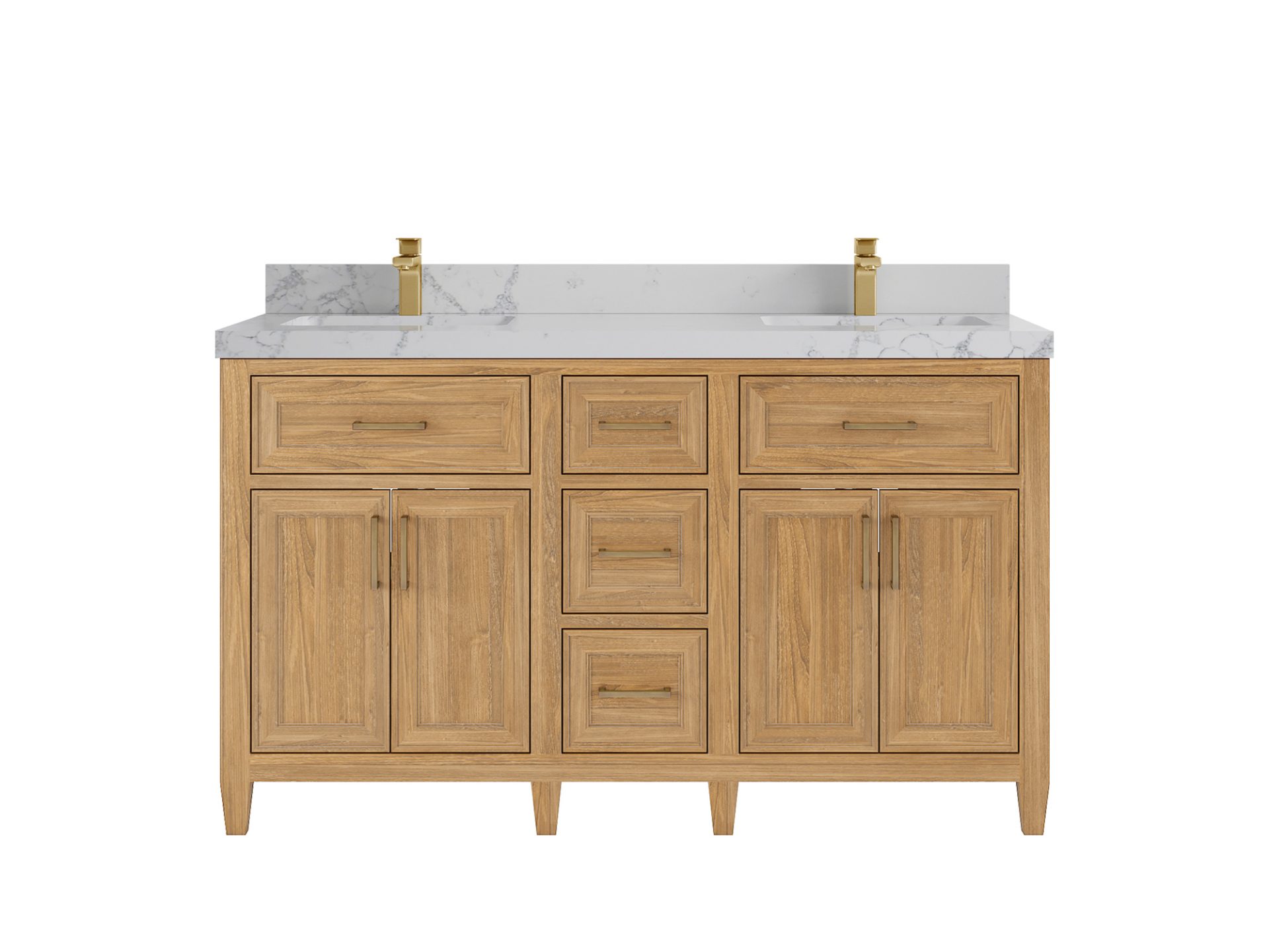 Santa Monica Teak Wood 60 in. W x 22 in. D Double Sink Bathroom Vanity
