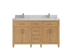 Santa Monica Teak Wood 60 in. W x 22 in. D Double Sink Bathroom Vanity - photo 16