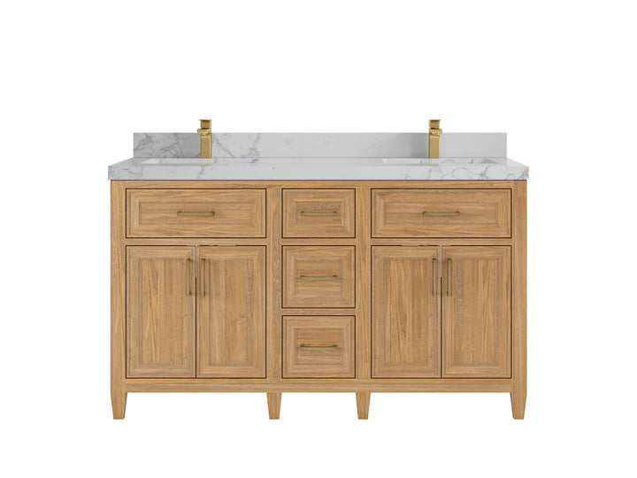 Santa Monica Teak Wood 60 in. W x 22 in. D Double Sink Bathroom Vanity - photo 16