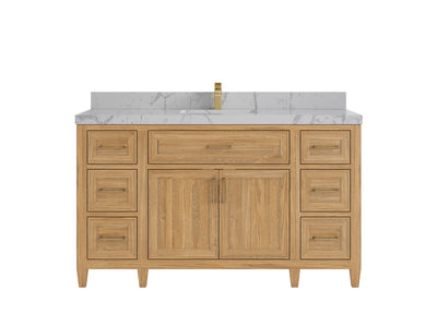 Santa Monica Teak Wood 60 in. W x 22 in. D Single Sink Bathroom Vanity