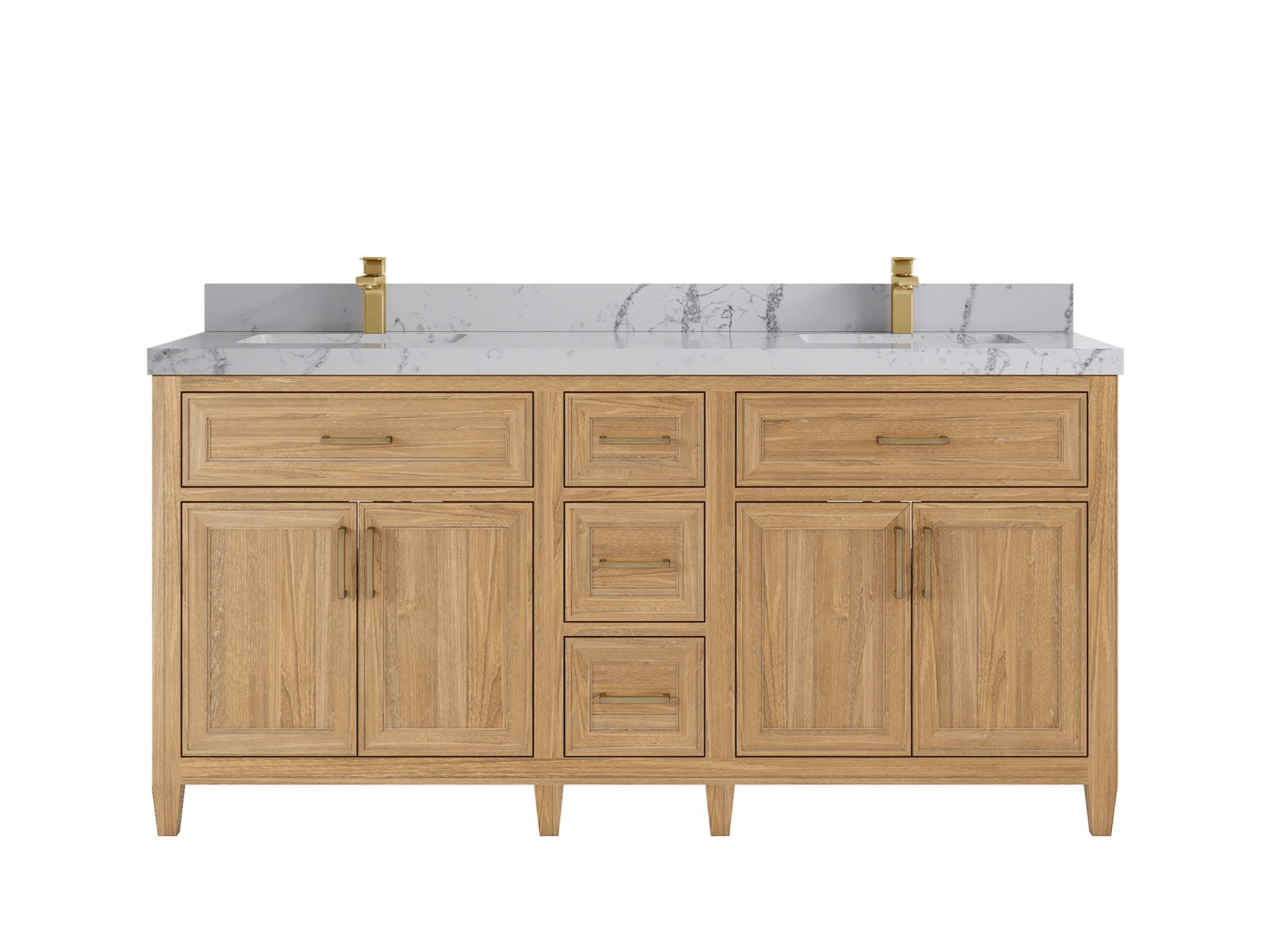 Santa Monica Teak Wood 72 in. W x 22 in. D Double Sink Bathroom Vanity