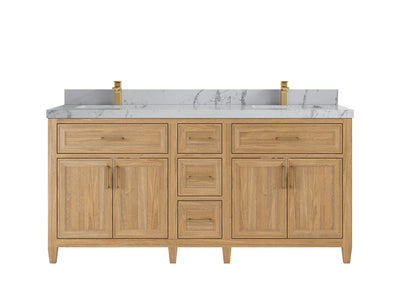 Santa Monica Teak Wood 72 in. W x 22 in. D Double Sink Bathroom Vanity