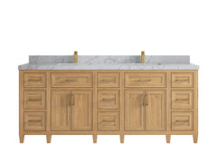 Santa Monica Teak Wood 84 in. W x 22 in. D Double Sink Bathroom Vanity - photo 16