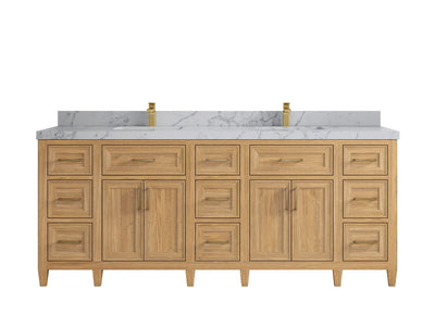 Santa Monica Teak Wood 84 in. W x 22 in. D Double Sink Bathroom Vanity