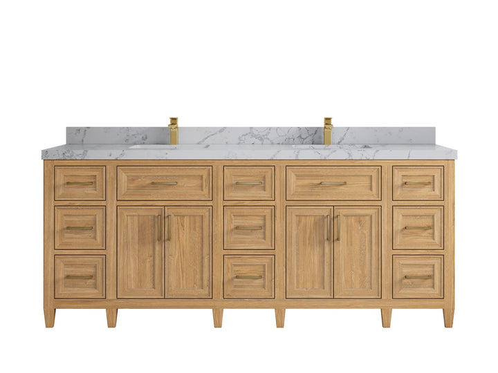 Santa Monica Teak Wood 84 in. W x 22 in. D Double Sink Bathroom Vanity - photo 16