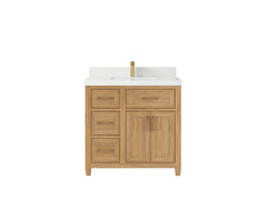Santa Monica Teak Wood 36 in. W x 22 in. D Center Sink Bathroom Vanity - photo 23