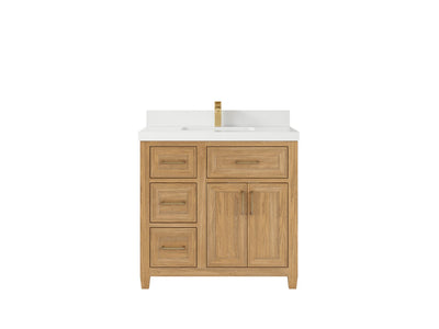Santa Monica Teak Wood 36 in. W x 22 in. D Center Sink Bathroom Vanity