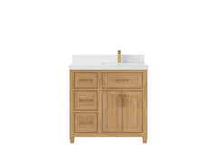 Santa Monica Teak Wood 36 in. W x 22 in. D Right Offset Sink Bathroom Vanity - photo 25