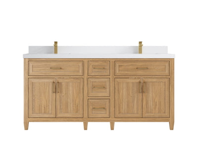 Santa Monica Teak Wood 72 in. W x 22 in. D Double Sink Bathroom Vanity