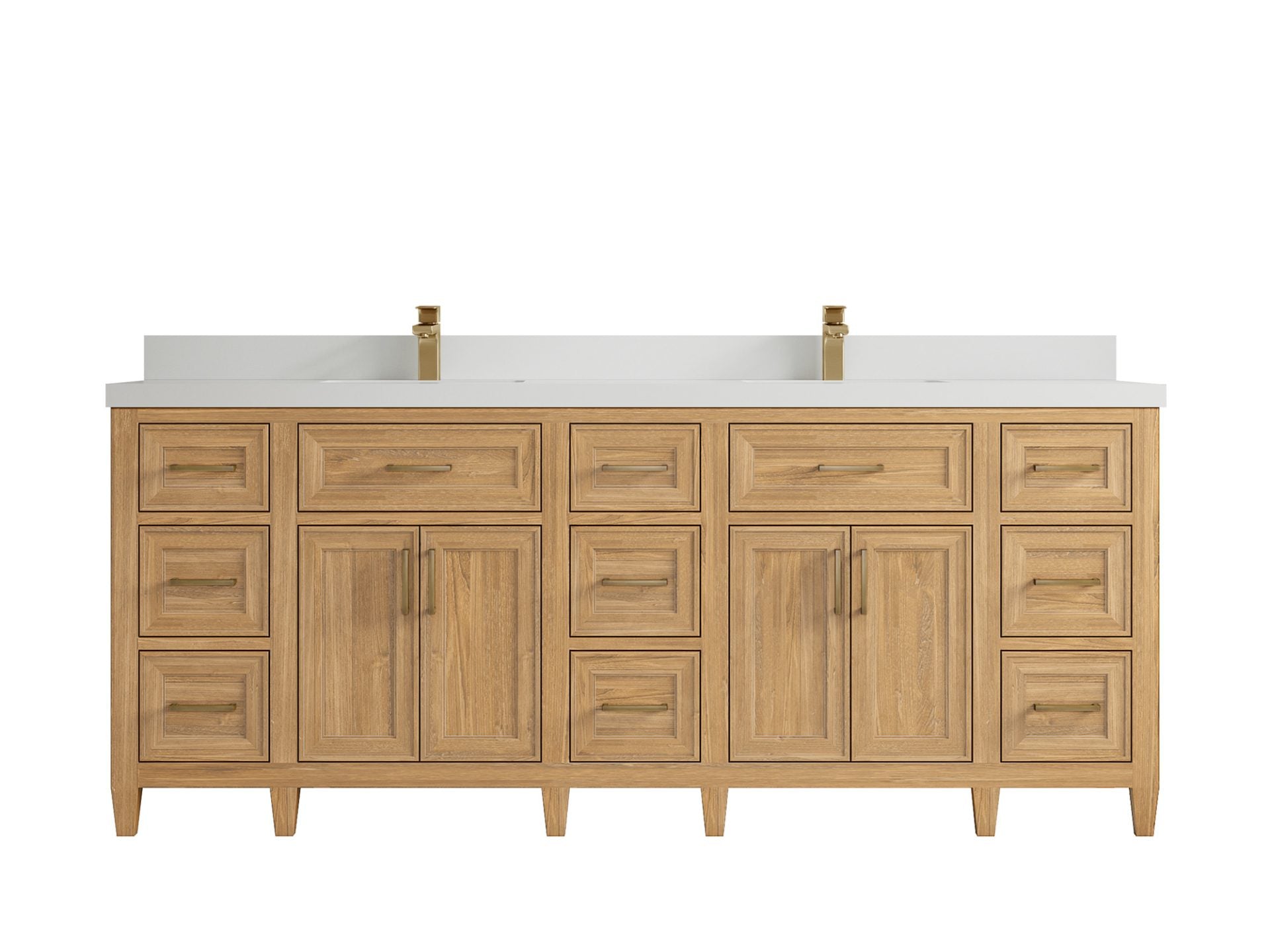 Santa Monica Teak Wood 84 in. W x 22 in. D Double Sink Bathroom Vanity