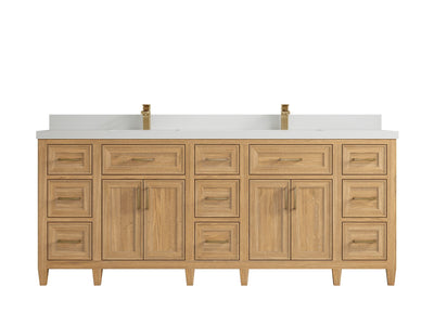 Santa Monica Teak Wood 84 in. W x 22 in. D Double Sink Bathroom Vanity