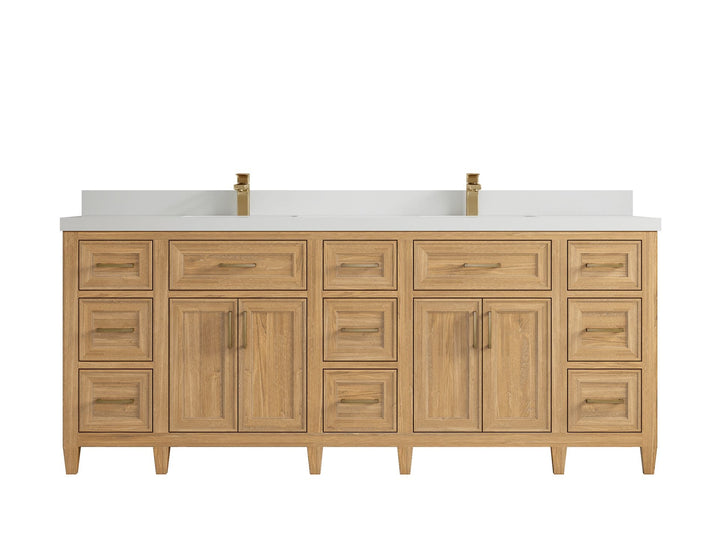 Santa Monica Teak Wood 84 in. W x 22 in. D Double Sink Bathroom Vanity - photo 25