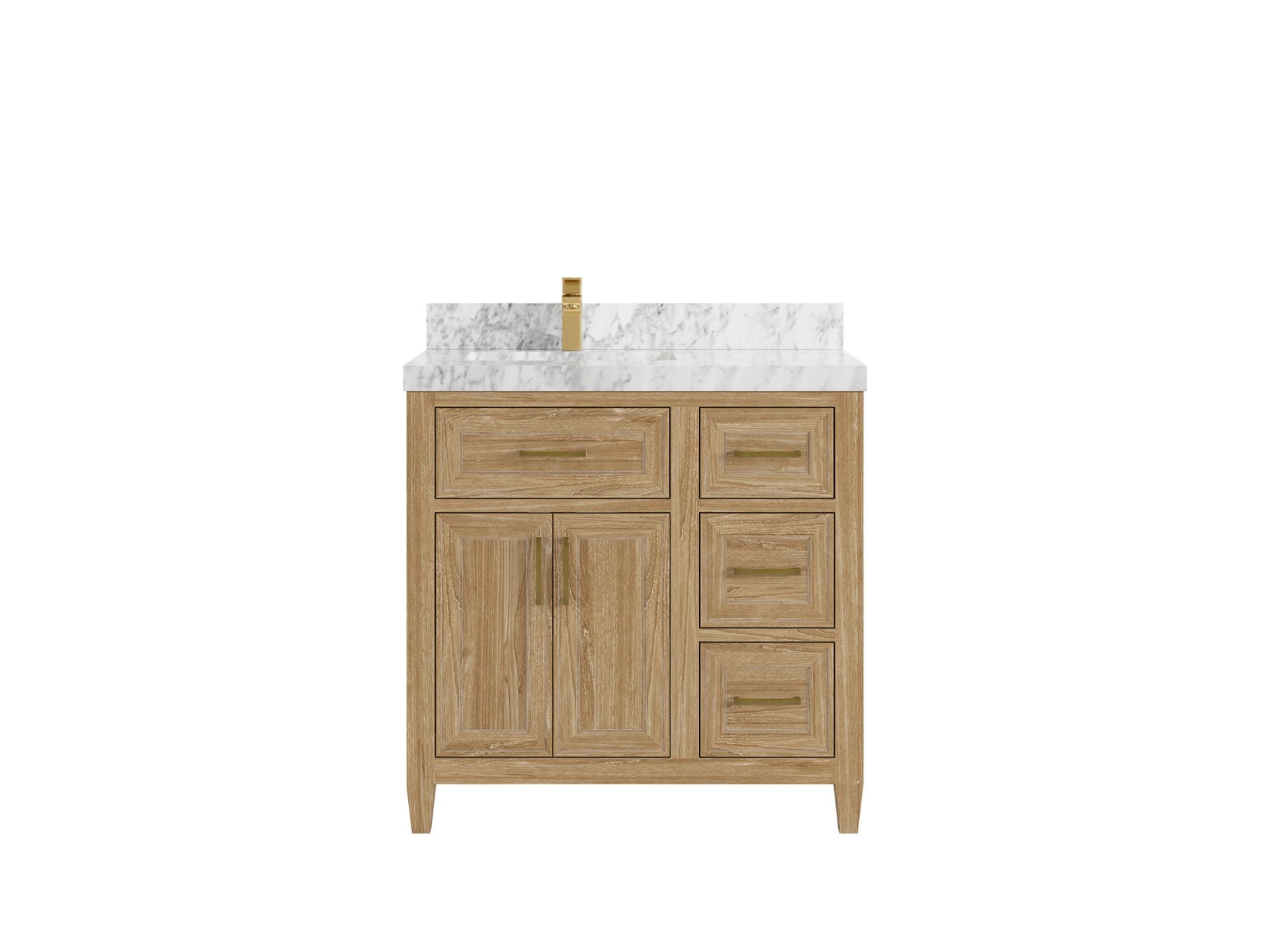 Santa Monica Teak Wood 36 in. W x 22 in. D Left Offset Sink Bathroom Vanity