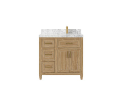 Santa Monica Teak Wood 36 in. W x 22 in. D Right Offset Sink Bathroom Vanity - photo 15