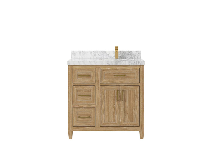 Santa Monica Teak Wood 36 in. W x 22 in. D Right Offset Sink Bathroom Vanity - photo 15