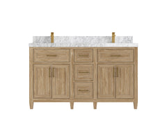 Santa Monica Teak Wood 60 in. W x 22 in. D Double Sink Bathroom Vanity - photo 15