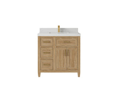 Santa Monica Teak Wood 36 in. W x 22 in. D Center Sink Bathroom Vanity - photo 16