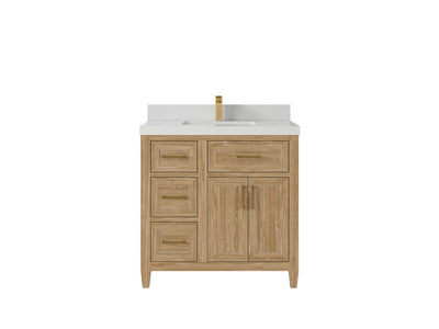 Santa Monica Teak Wood 36 in. W x 22 in. D Center Sink Bathroom Vanity