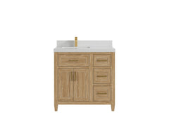 Santa Monica Teak Wood 36 in. W x 22 in. D Left Offset Sink Bathroom Vanity - photo 17
