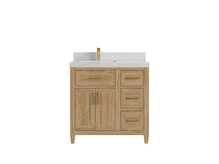 Santa Monica Teak Wood 36 in. W x 22 in. D Left Offset Sink Bathroom Vanity - photo 17